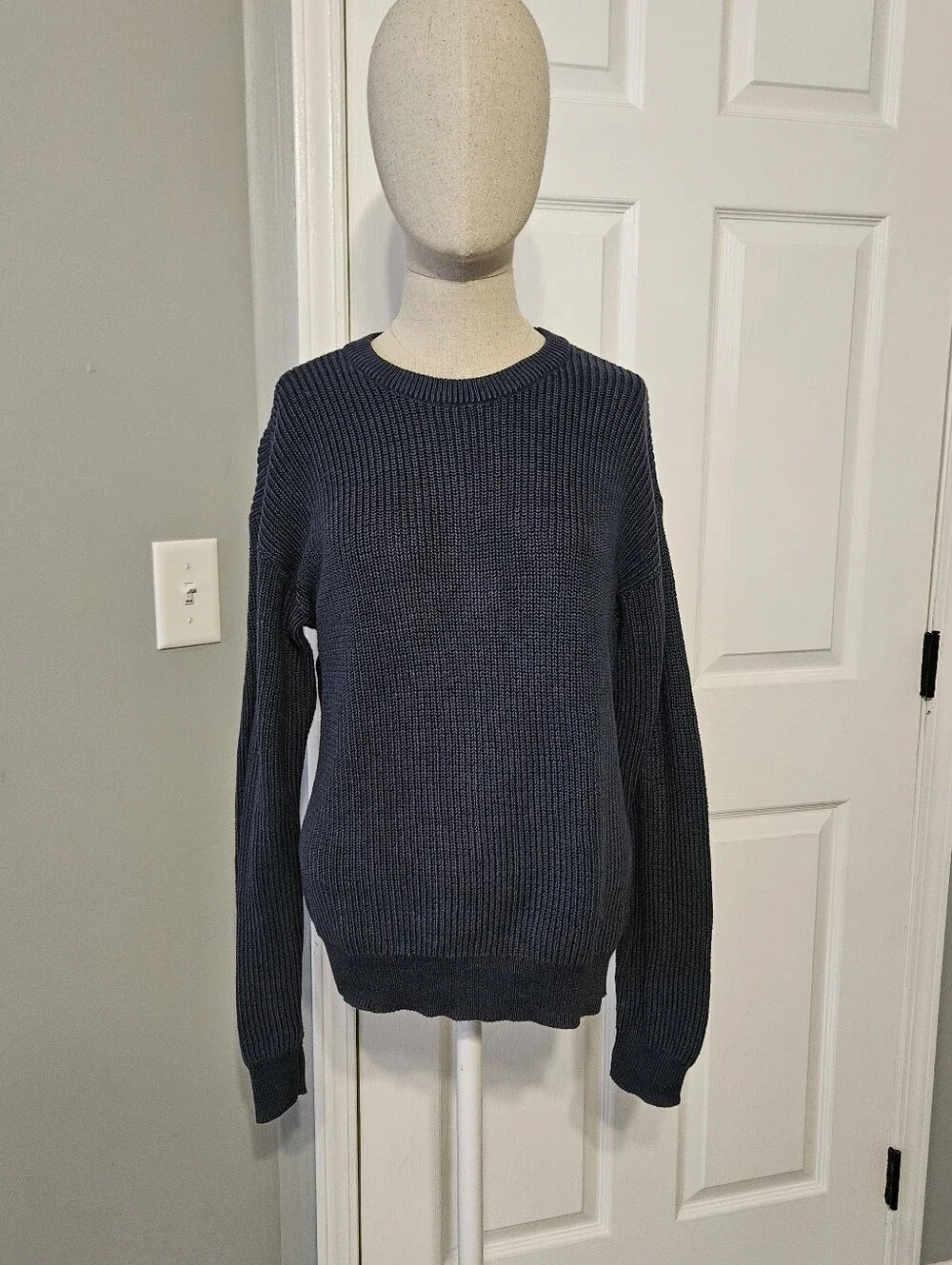 GAP Navy Blue Ribbed Knit Crewneck Sweater